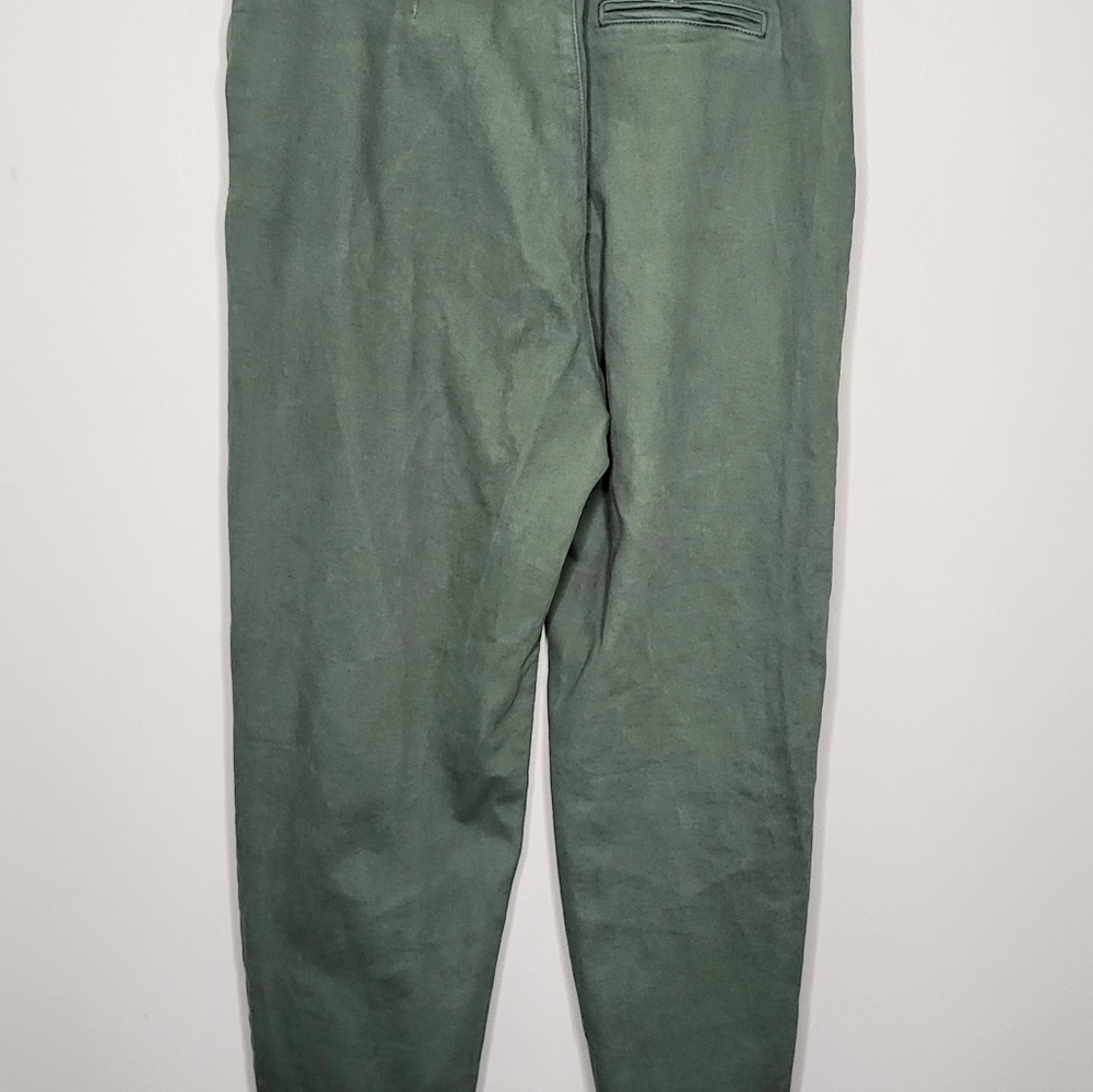 Sézane Paris Austin Cargo Green Paperbag Cut High Waisted Pant EU 44 / US 12 - Picture 3 of 16